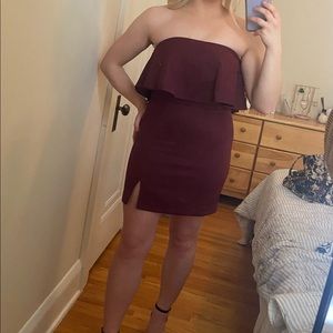 NWT Lulus Burgundy Strapless Bodycon Dress